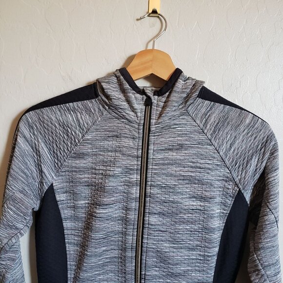 Athleta Snowscape Hooded Jacket Full Zip Stretchy Grey Space Dye Size Women's XS - Picture 3 of 10